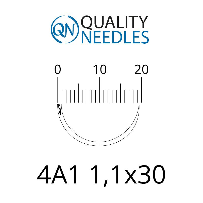 Голки хірургічні колючі, 4/8 (1/2), пружинне вушко, розмір 1,1х30 мм, 10 шт.